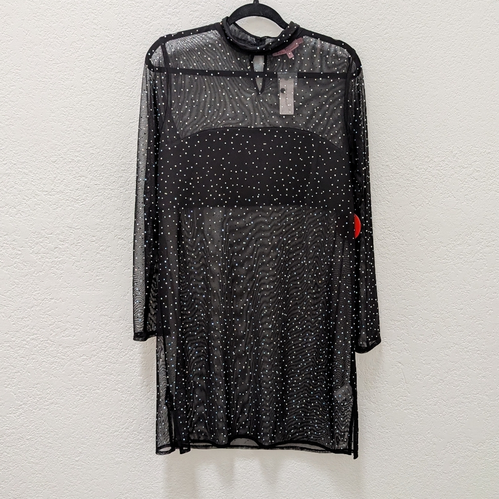 Eva Franco Starlight Long-Sleeve Sheer Tunic - Black Starlight - Picture 4 of 6